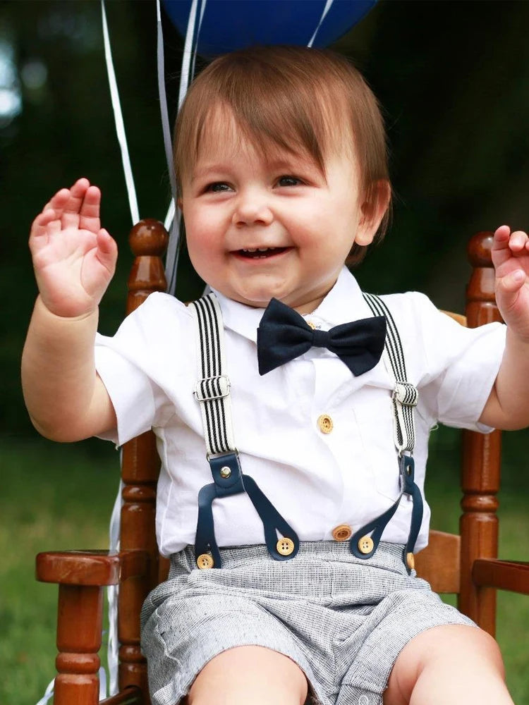 Baby Boy's Bow Tie & Overall Formal Set